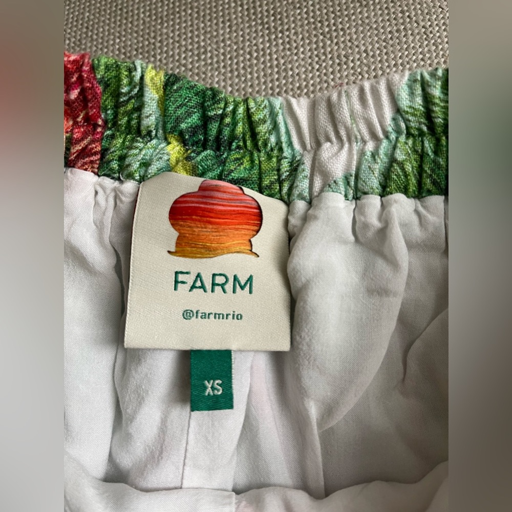 FARM RIO Linen Forest Palm In White Wide Leg Pants Size XS - Picture 4 of 10